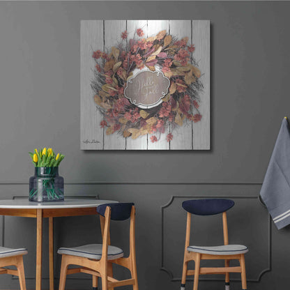 Luxe Metal Art 'Hello Fall Wreath' by Lori Deiter, Metal Wall Art,36x36