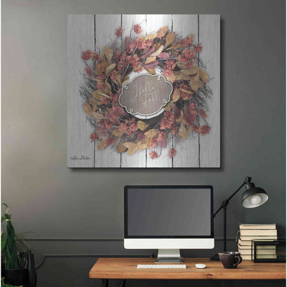 Luxe Metal Art 'Hello Fall Wreath' by Lori Deiter, Metal Wall Art,36x36