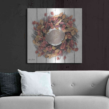 Luxe Metal Art 'Hello Fall Wreath' by Lori Deiter, Metal Wall Art,36x36