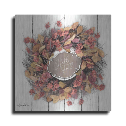 Luxe Metal Art 'Hello Fall Wreath' by Lori Deiter, Metal Wall Art