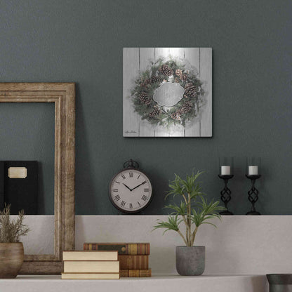 Luxe Metal Art 'Hello Winter Wreath' by Lori Deiter, Metal Wall Art,12x12