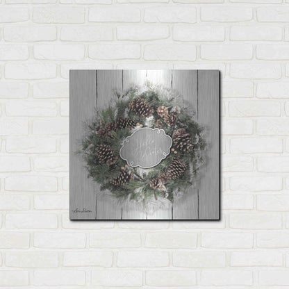 Luxe Metal Art 'Hello Winter Wreath' by Lori Deiter, Metal Wall Art,24x24