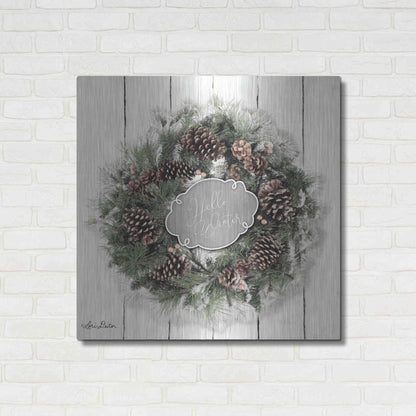 Luxe Metal Art 'Hello Winter Wreath' by Lori Deiter, Metal Wall Art,36x36