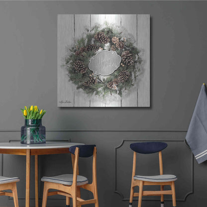 Luxe Metal Art 'Hello Winter Wreath' by Lori Deiter, Metal Wall Art,36x36