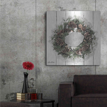 Luxe Metal Art 'Hello Winter Wreath' by Lori Deiter, Metal Wall Art,36x36