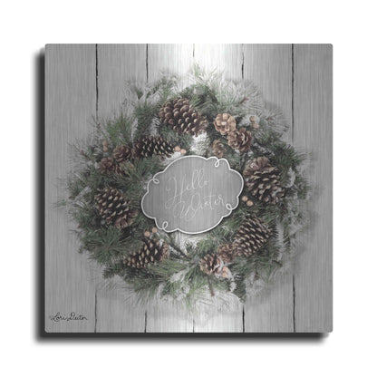 Luxe Metal Art 'Hello Winter Wreath' by Lori Deiter, Metal Wall Art