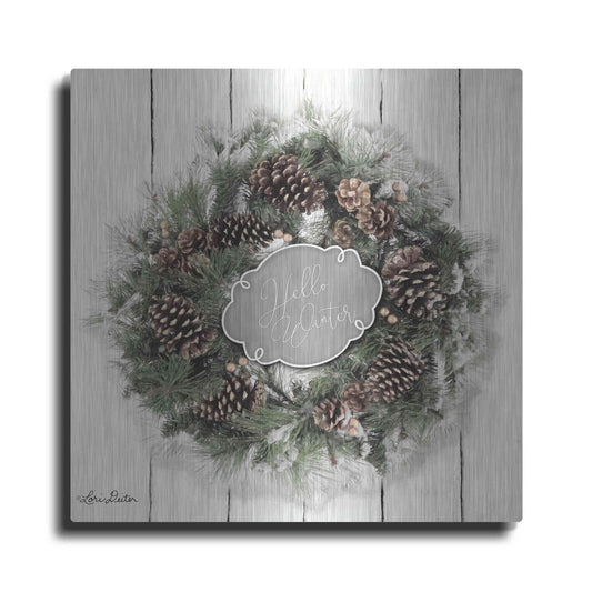 Luxe Metal Art 'Hello Winter Wreath' by Lori Deiter, Metal Wall Art