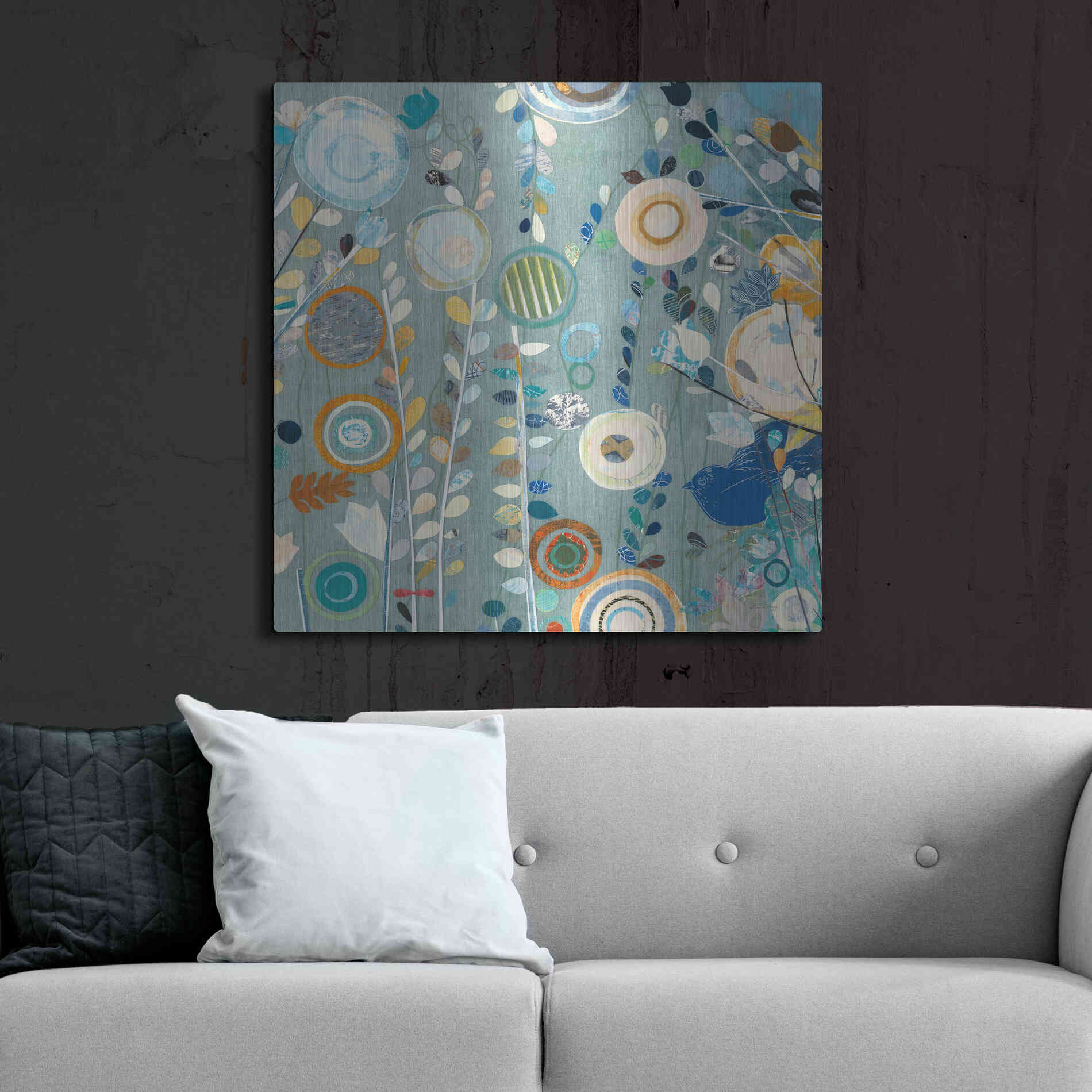 Luxe Metal Art 'Ocean Garden II Square' by Candra Boggs, Metal Wall Art,36x36