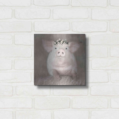 Luxe Metal Art 'Painted Piggy' by Lori Deiter, Metal Wall Art,12x12