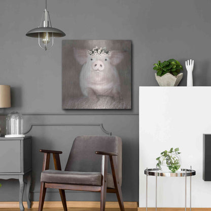 Luxe Metal Art 'Painted Piggy' by Lori Deiter, Metal Wall Art,24x24