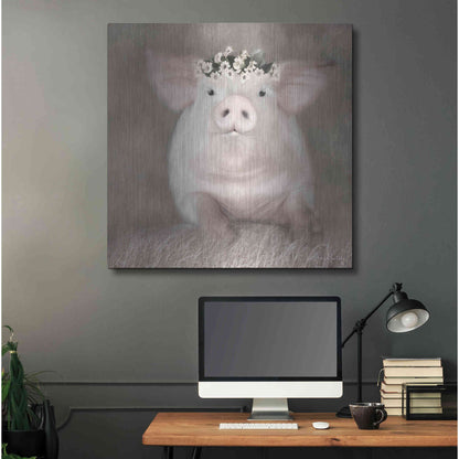 Luxe Metal Art 'Painted Piggy' by Lori Deiter, Metal Wall Art,36x36