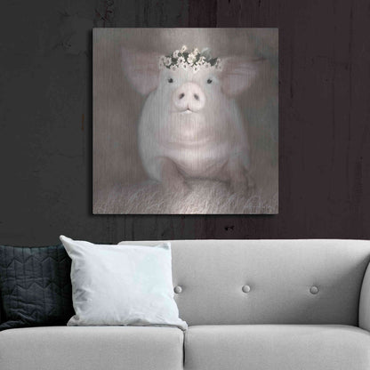 Luxe Metal Art 'Painted Piggy' by Lori Deiter, Metal Wall Art,36x36