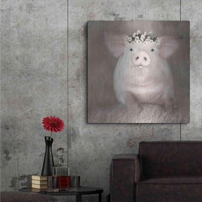 Luxe Metal Art 'Painted Piggy' by Lori Deiter, Metal Wall Art,36x36