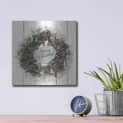 Luxe Metal Art 'Merry Christmas Wreath' by Lori Deiter, Metal Wall Art,12x12
