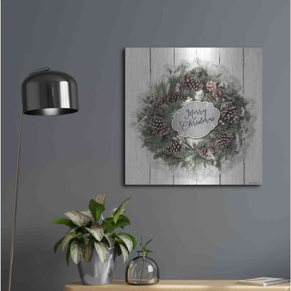Luxe Metal Art 'Merry Christmas Wreath' by Lori Deiter, Metal Wall Art,24x24