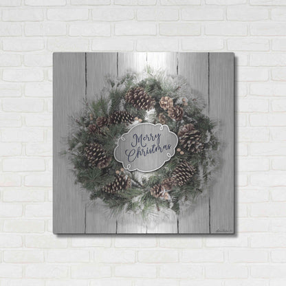 Luxe Metal Art 'Merry Christmas Wreath' by Lori Deiter, Metal Wall Art,36x36