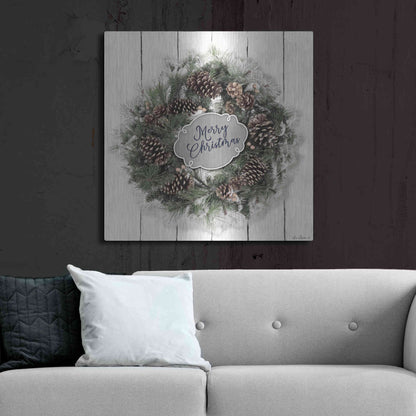 Luxe Metal Art 'Merry Christmas Wreath' by Lori Deiter, Metal Wall Art,36x36