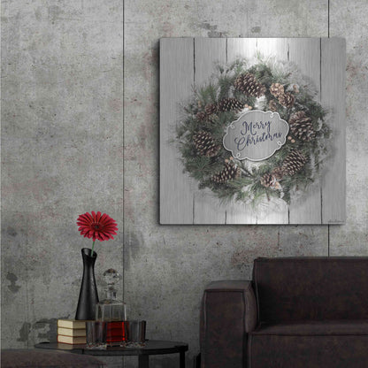 Luxe Metal Art 'Merry Christmas Wreath' by Lori Deiter, Metal Wall Art,36x36