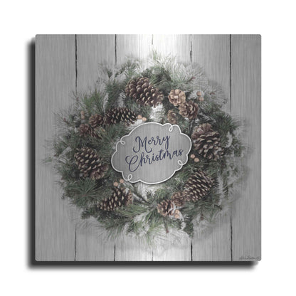 Luxe Metal Art 'Merry Christmas Wreath' by Lori Deiter, Metal Wall Art