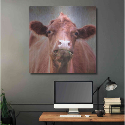 Luxe Metal Art 'The Brown Cow' by Lori Deiter, Metal Wall Art,36x36