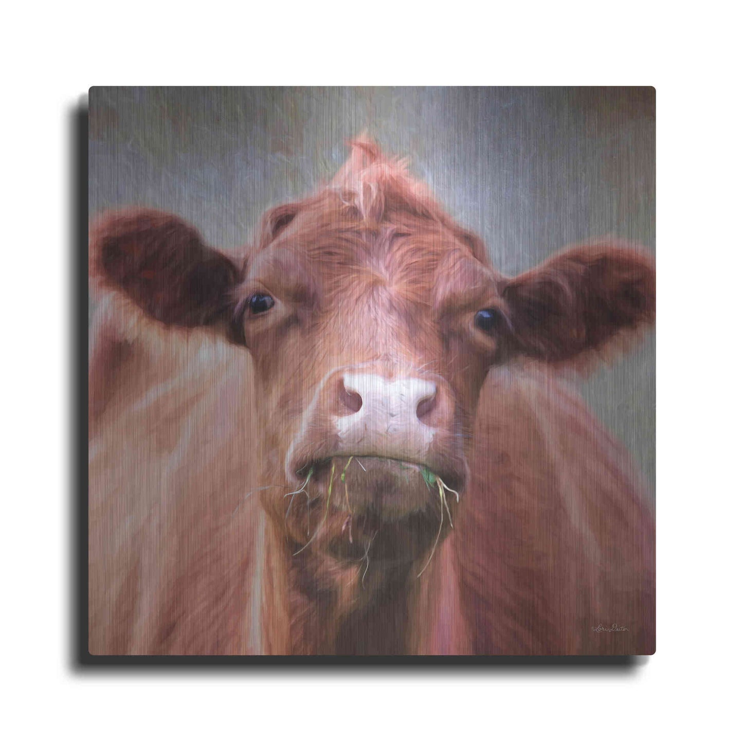 Luxe Metal Art 'The Brown Cow' by Lori Deiter, Metal Wall Art