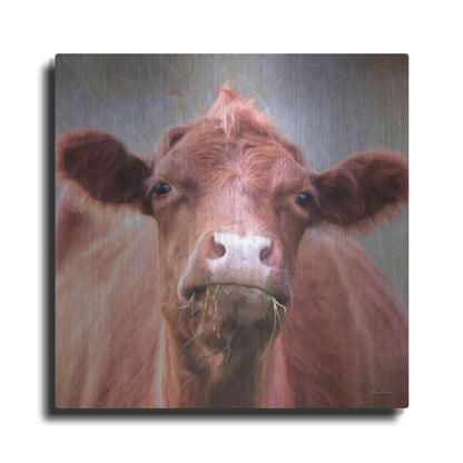 Luxe Metal Art 'The Brown Cow' by Lori Deiter, Metal Wall Art