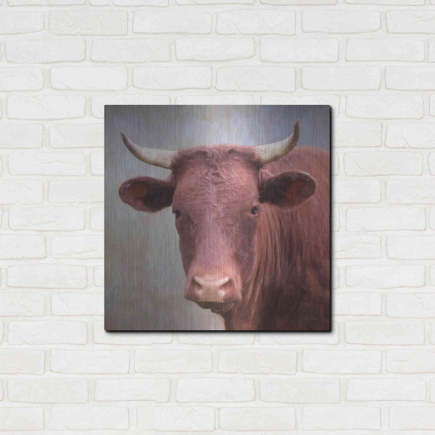 Luxe Metal Art 'Bull Face' by Lori Deiter, Metal Wall Art,24x24
