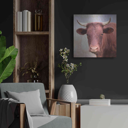 Luxe Metal Art 'Bull Face' by Lori Deiter, Metal Wall Art,24x24