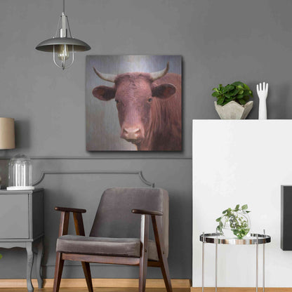 Luxe Metal Art 'Bull Face' by Lori Deiter, Metal Wall Art,24x24