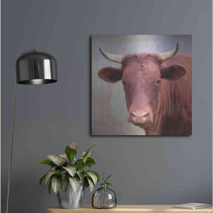 Luxe Metal Art 'Bull Face' by Lori Deiter, Metal Wall Art,24x24