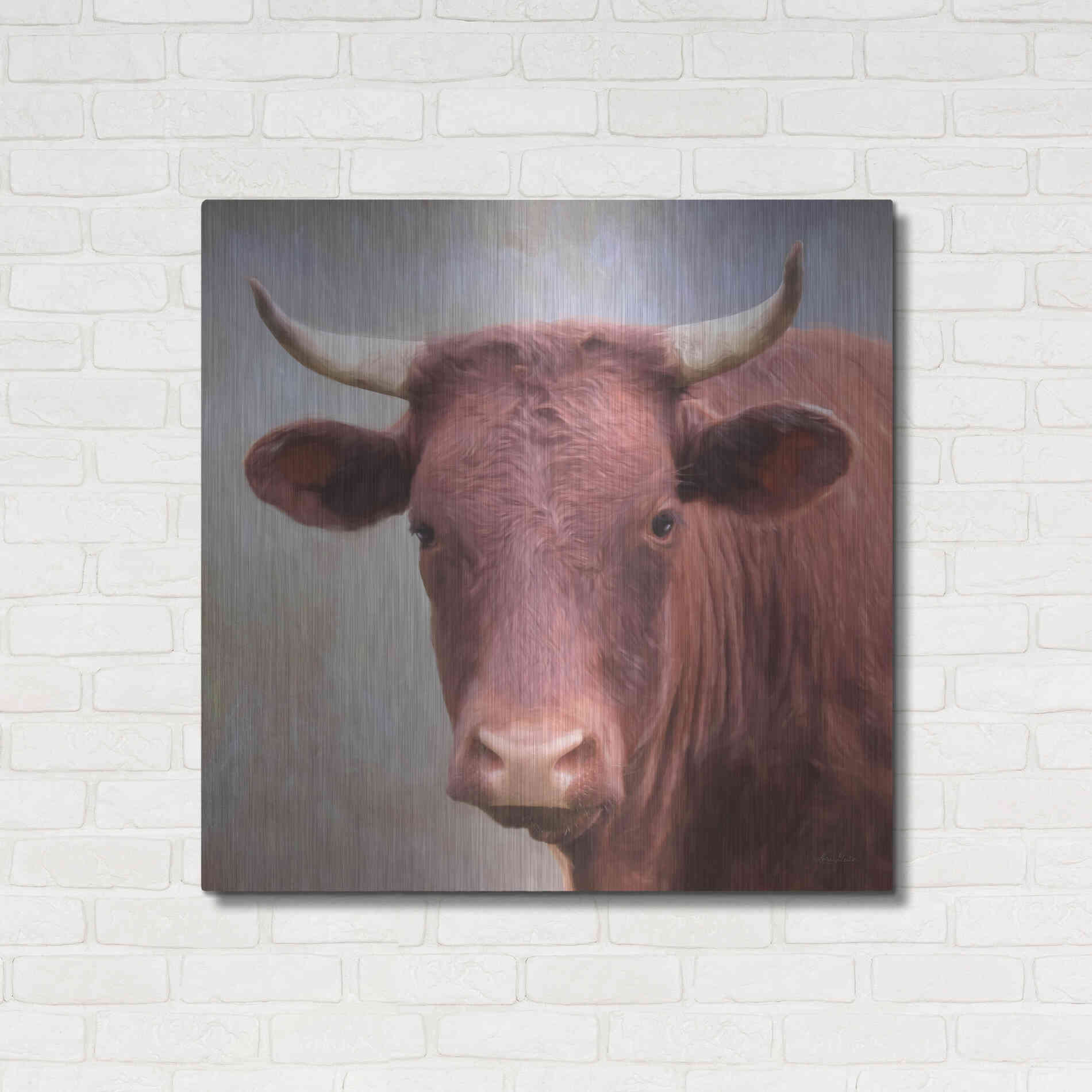 Luxe Metal Art 'Bull Face' by Lori Deiter, Metal Wall Art,36x36