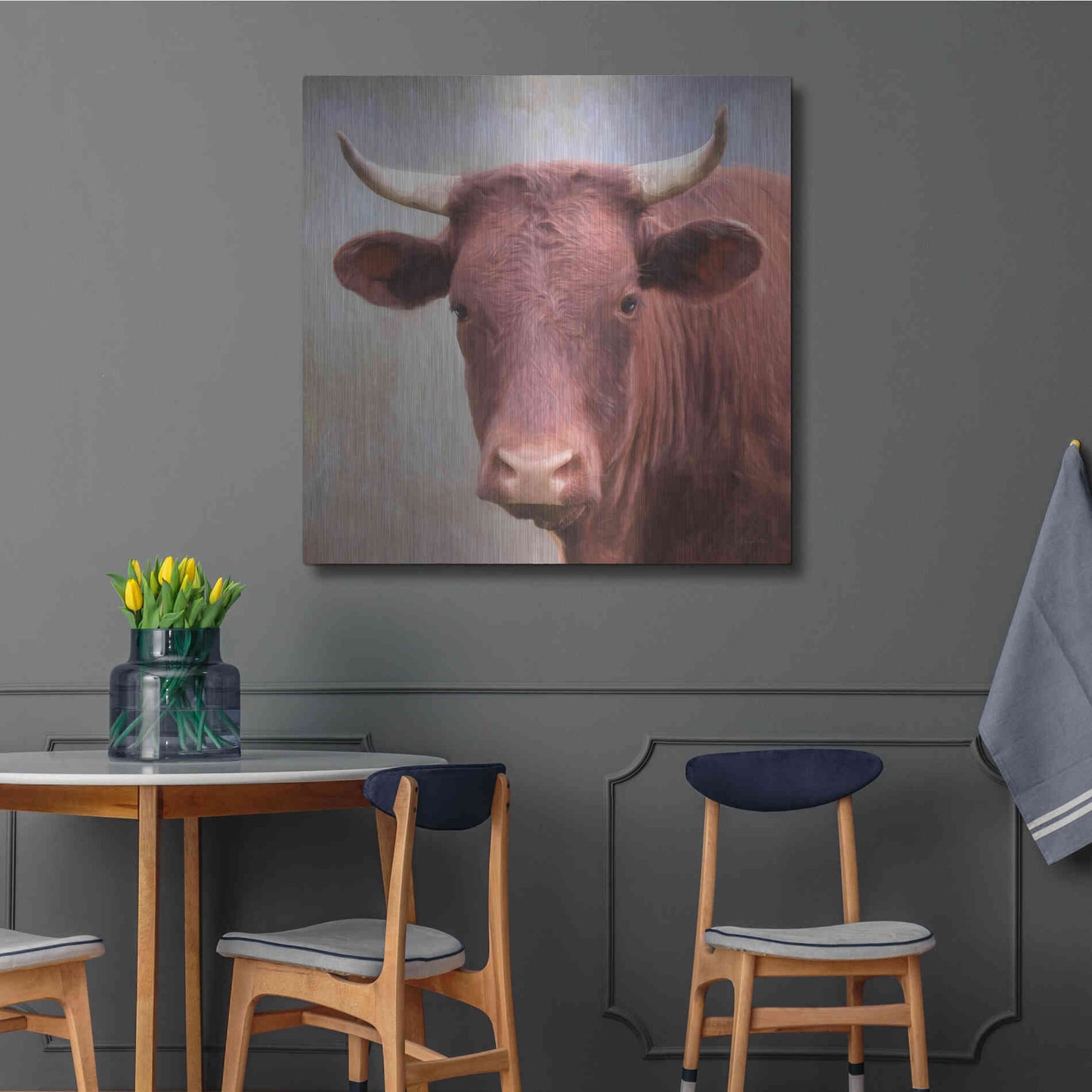 Luxe Metal Art 'Bull Face' by Lori Deiter, Metal Wall Art,36x36