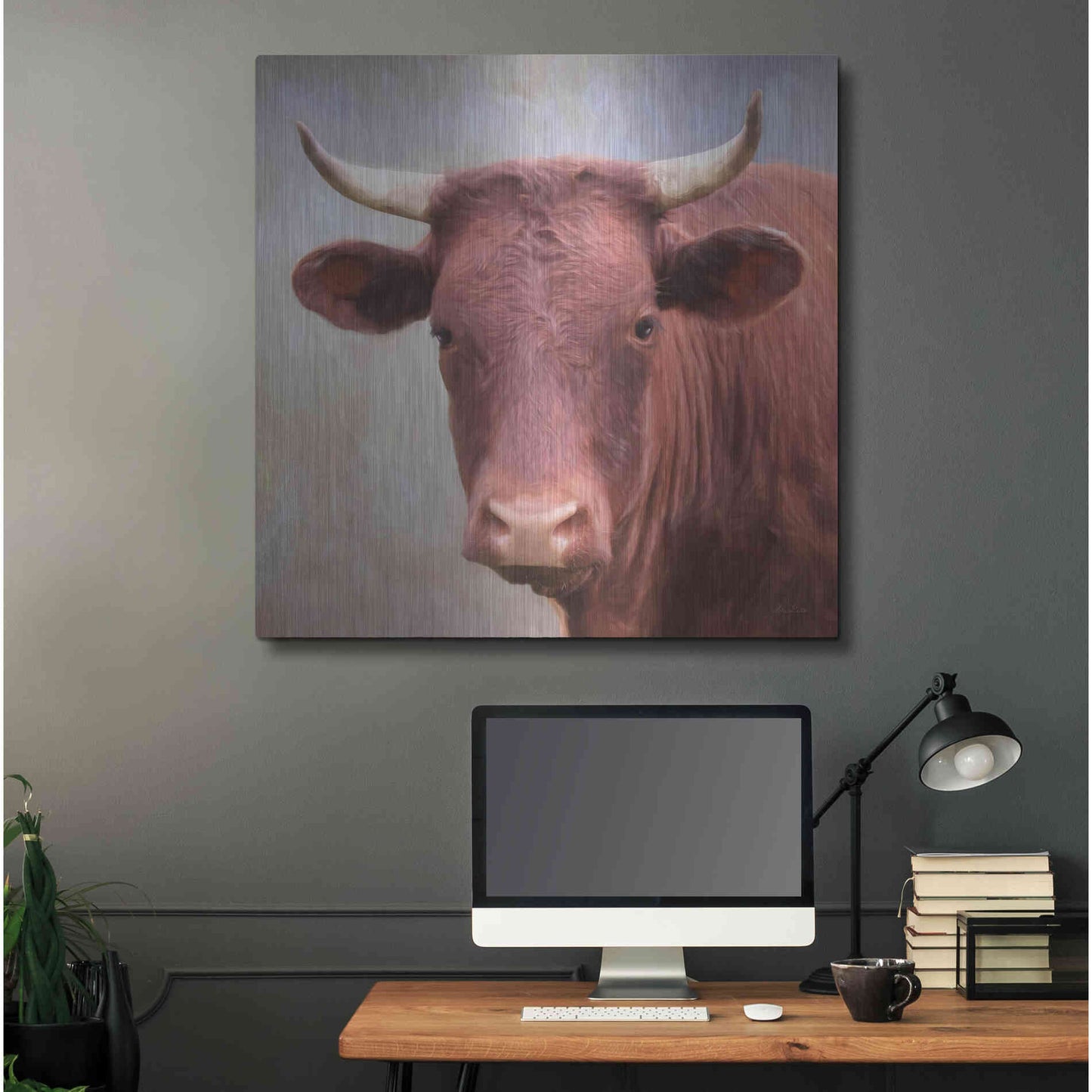 Luxe Metal Art 'Bull Face' by Lori Deiter, Metal Wall Art,36x36