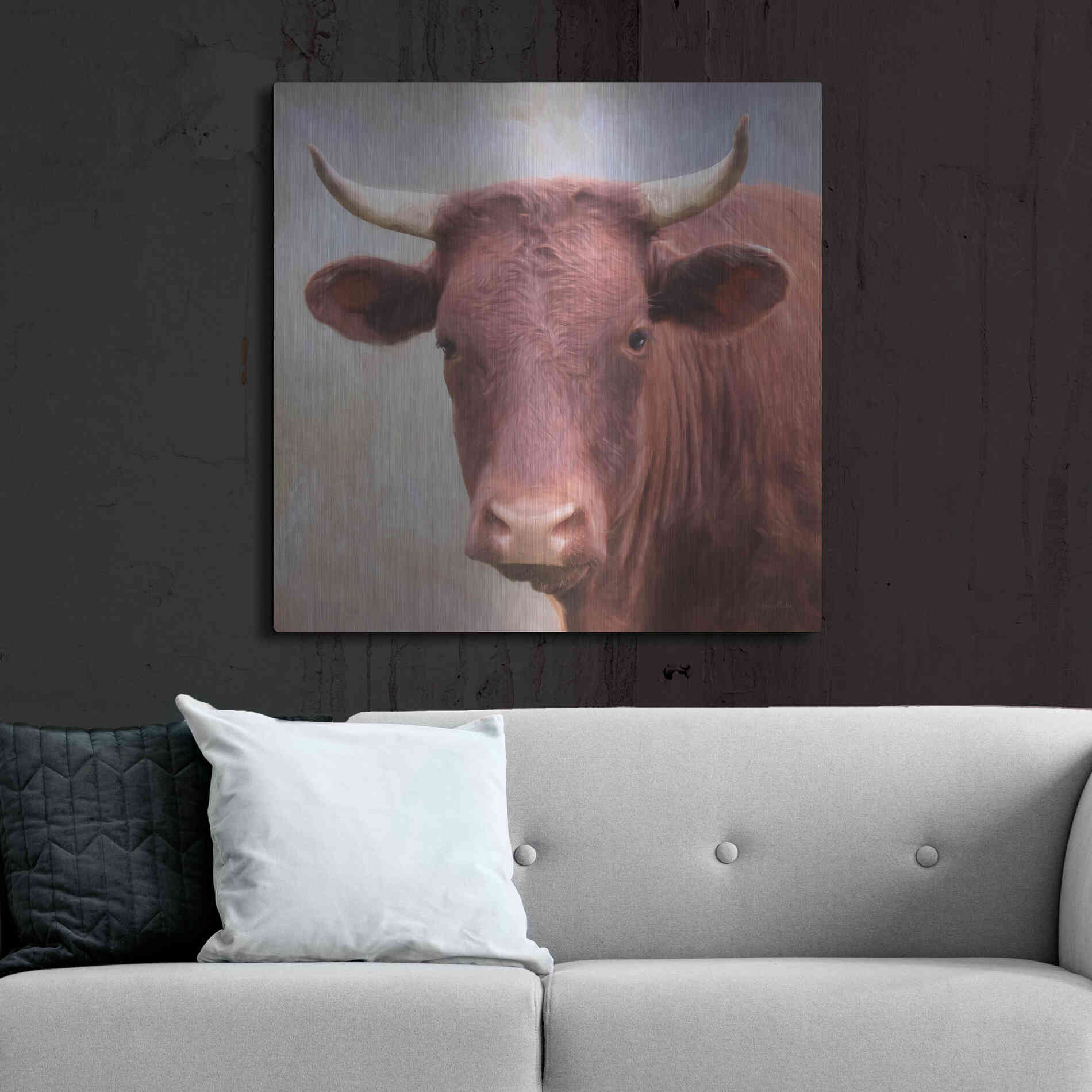 Luxe Metal Art 'Bull Face' by Lori Deiter, Metal Wall Art,36x36