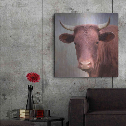 Luxe Metal Art 'Bull Face' by Lori Deiter, Metal Wall Art,36x36