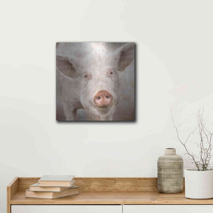 Luxe Metal Art 'Pig Face' by Lori Deiter, Metal Wall Art,12x12