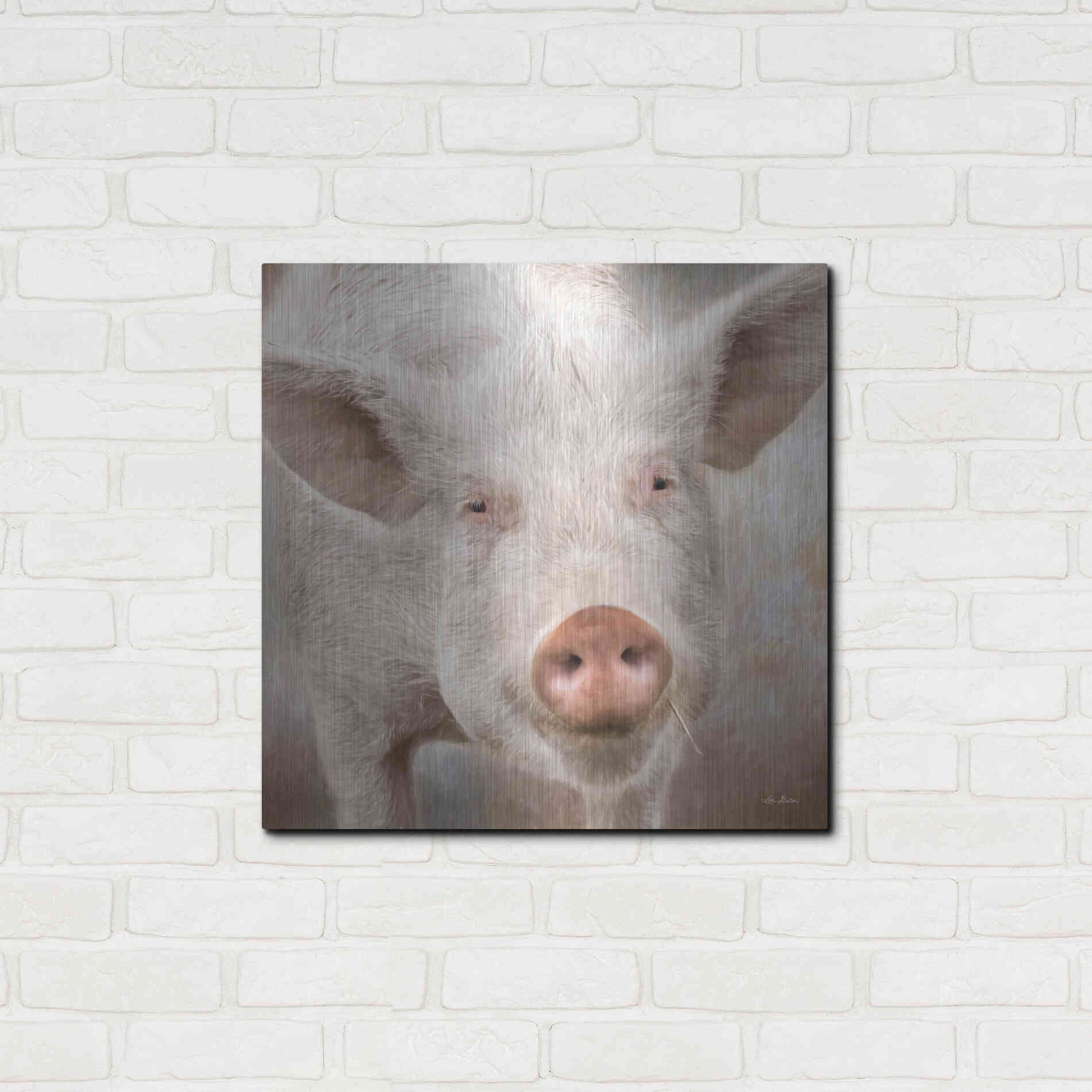 Luxe Metal Art 'Pig Face' by Lori Deiter, Metal Wall Art,24x24