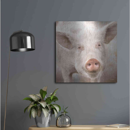 Luxe Metal Art 'Pig Face' by Lori Deiter, Metal Wall Art,24x24