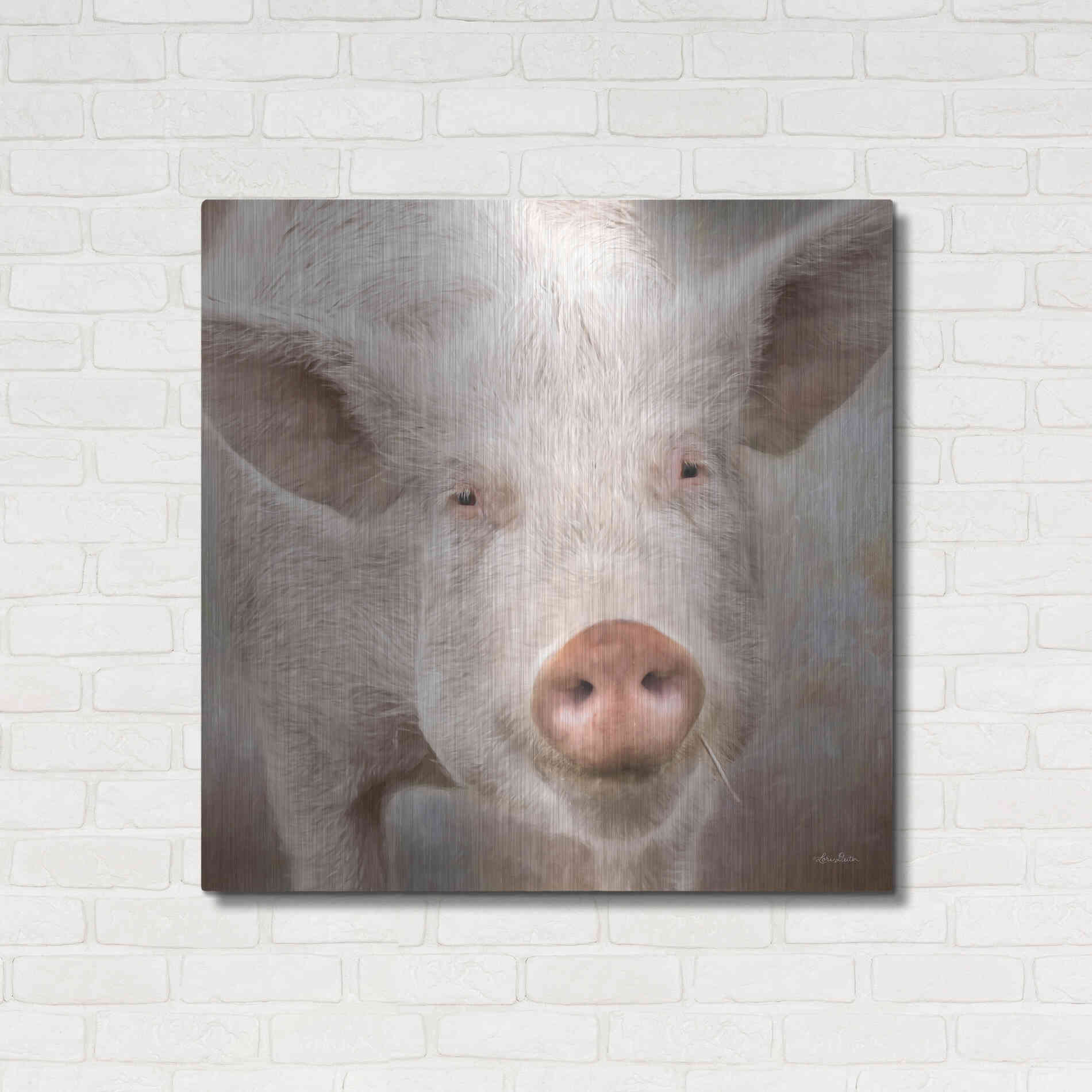 Luxe Metal Art 'Pig Face' by Lori Deiter, Metal Wall Art,36x36