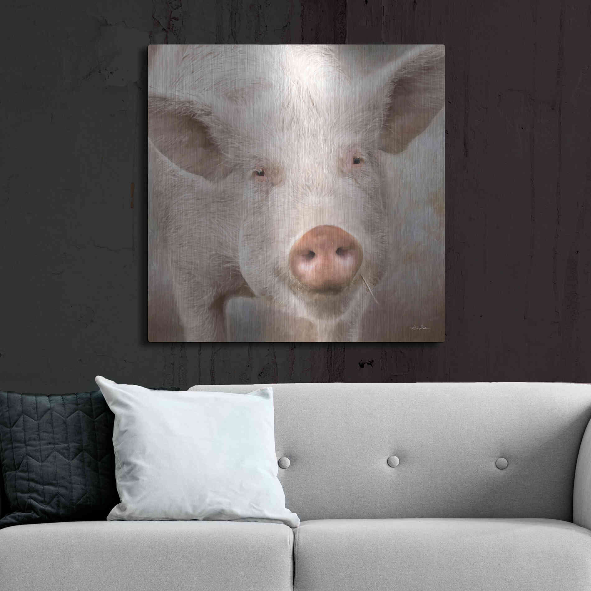 Luxe Metal Art 'Pig Face' by Lori Deiter, Metal Wall Art,36x36