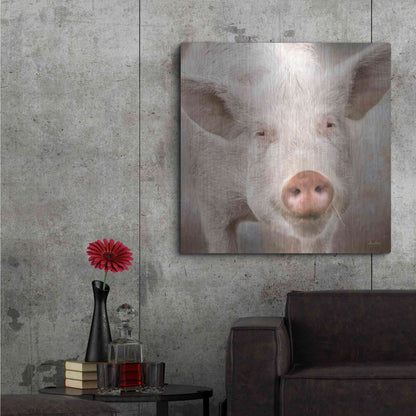 Luxe Metal Art 'Pig Face' by Lori Deiter, Metal Wall Art,36x36