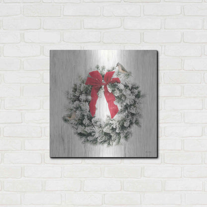 Luxe Metal Art 'Titmouse Christmas Wreath' by Lori Deiter, Metal Wall Art,24x24