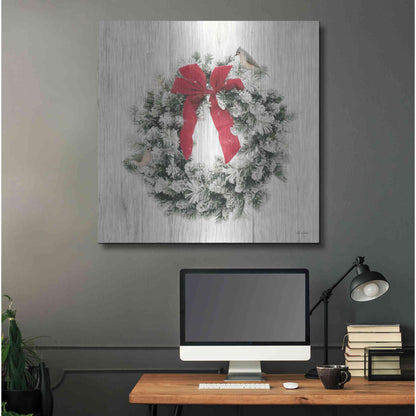 Luxe Metal Art 'Titmouse Christmas Wreath' by Lori Deiter, Metal Wall Art,36x36