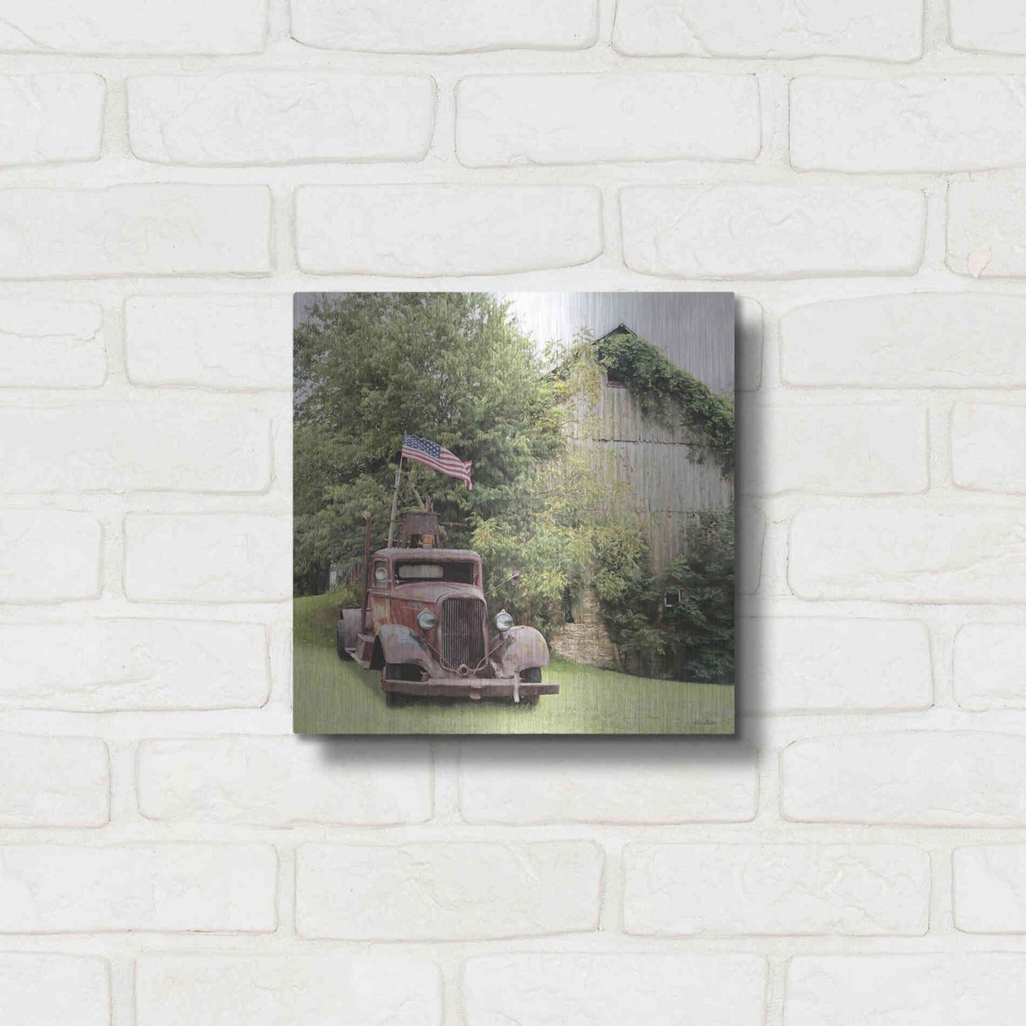 Luxe Metal Art 'Towing the Line' by Lori Deiter, Metal Wall Art,12x12