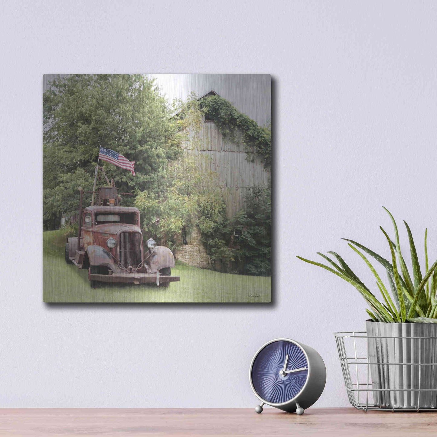 Luxe Metal Art 'Towing the Line' by Lori Deiter, Metal Wall Art,12x12