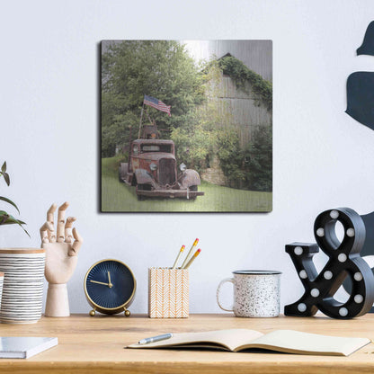 Luxe Metal Art 'Towing the Line' by Lori Deiter, Metal Wall Art,12x12