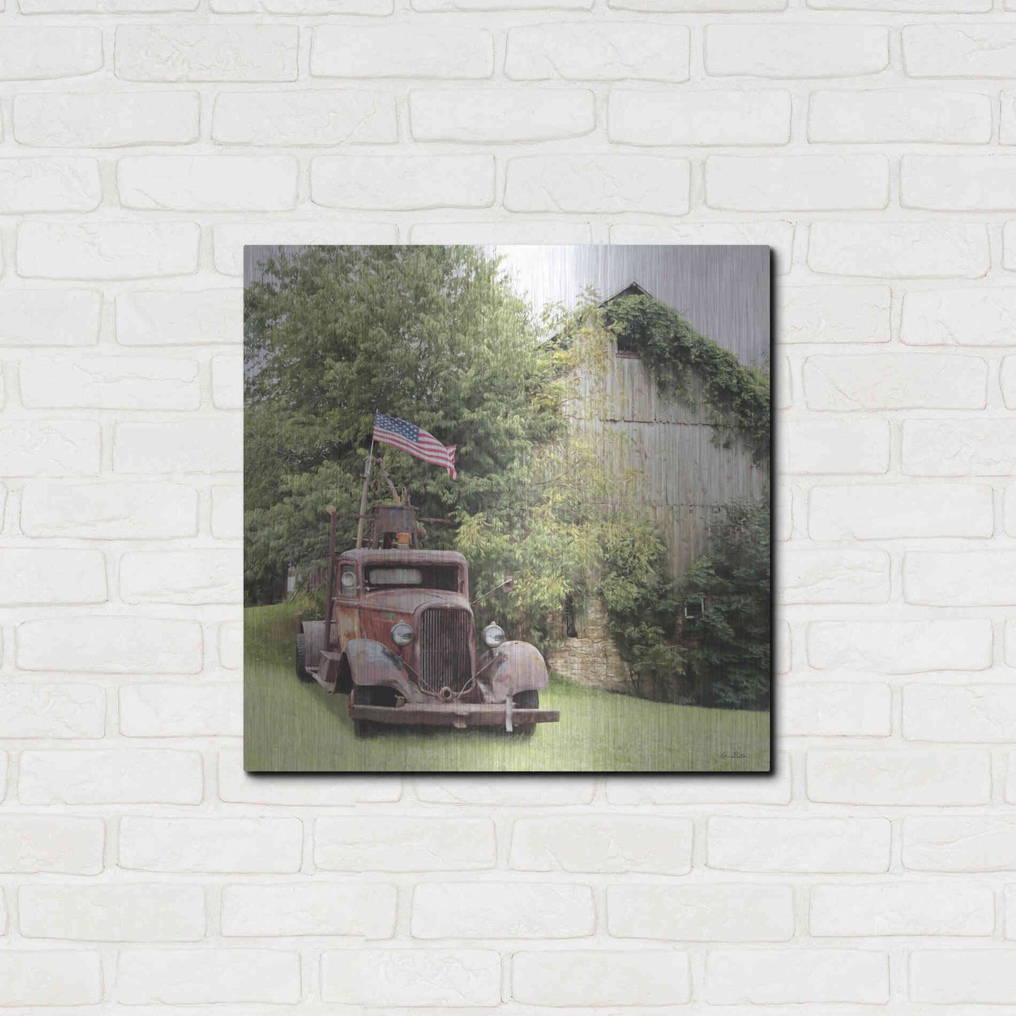 Luxe Metal Art 'Towing the Line' by Lori Deiter, Metal Wall Art,24x24