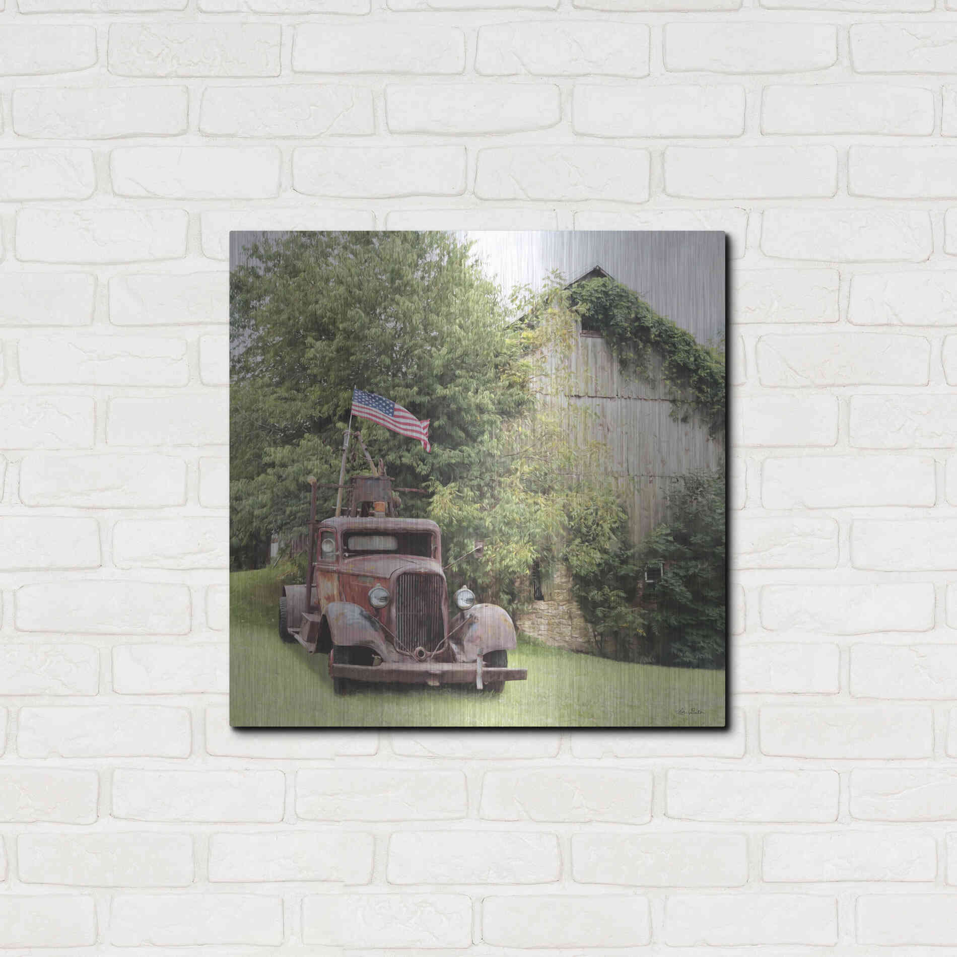 Luxe Metal Art 'Towing the Line' by Lori Deiter, Metal Wall Art,24x24