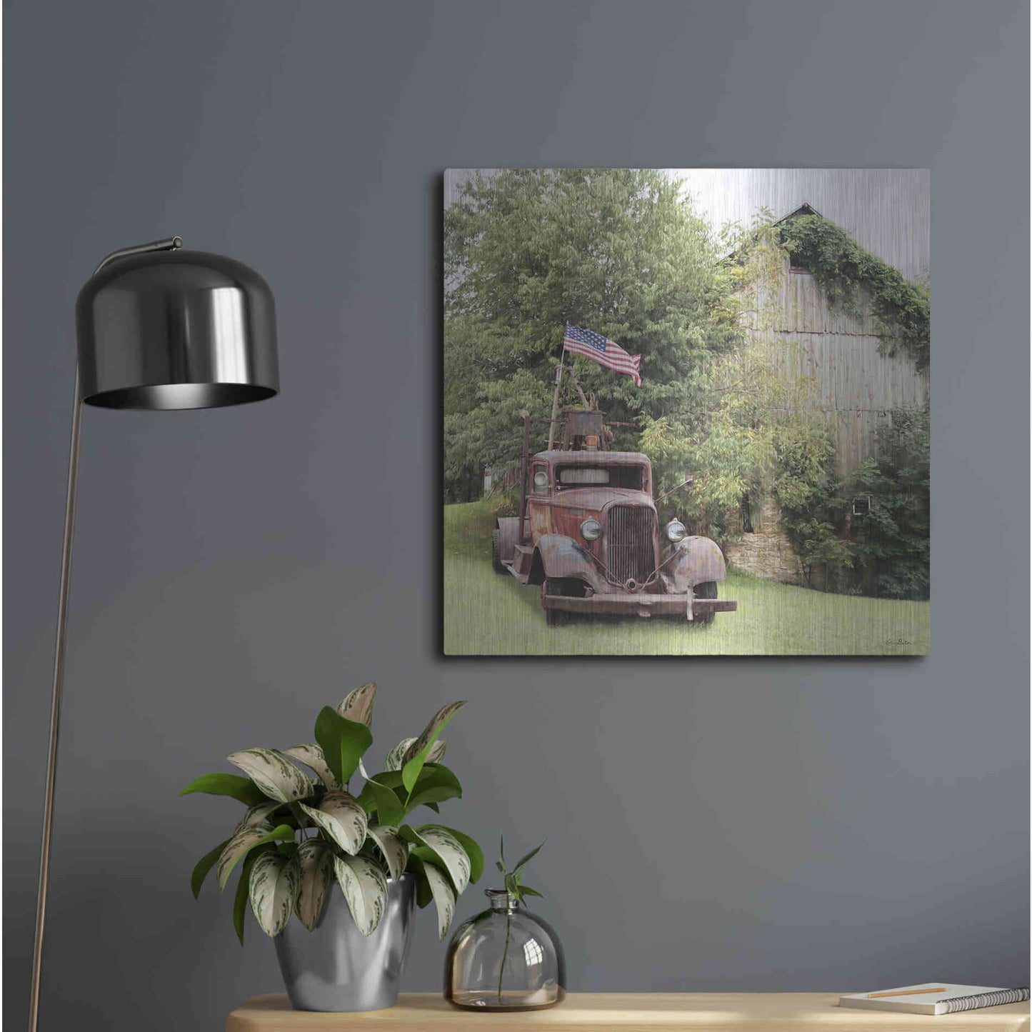 Luxe Metal Art 'Towing the Line' by Lori Deiter, Metal Wall Art,24x24