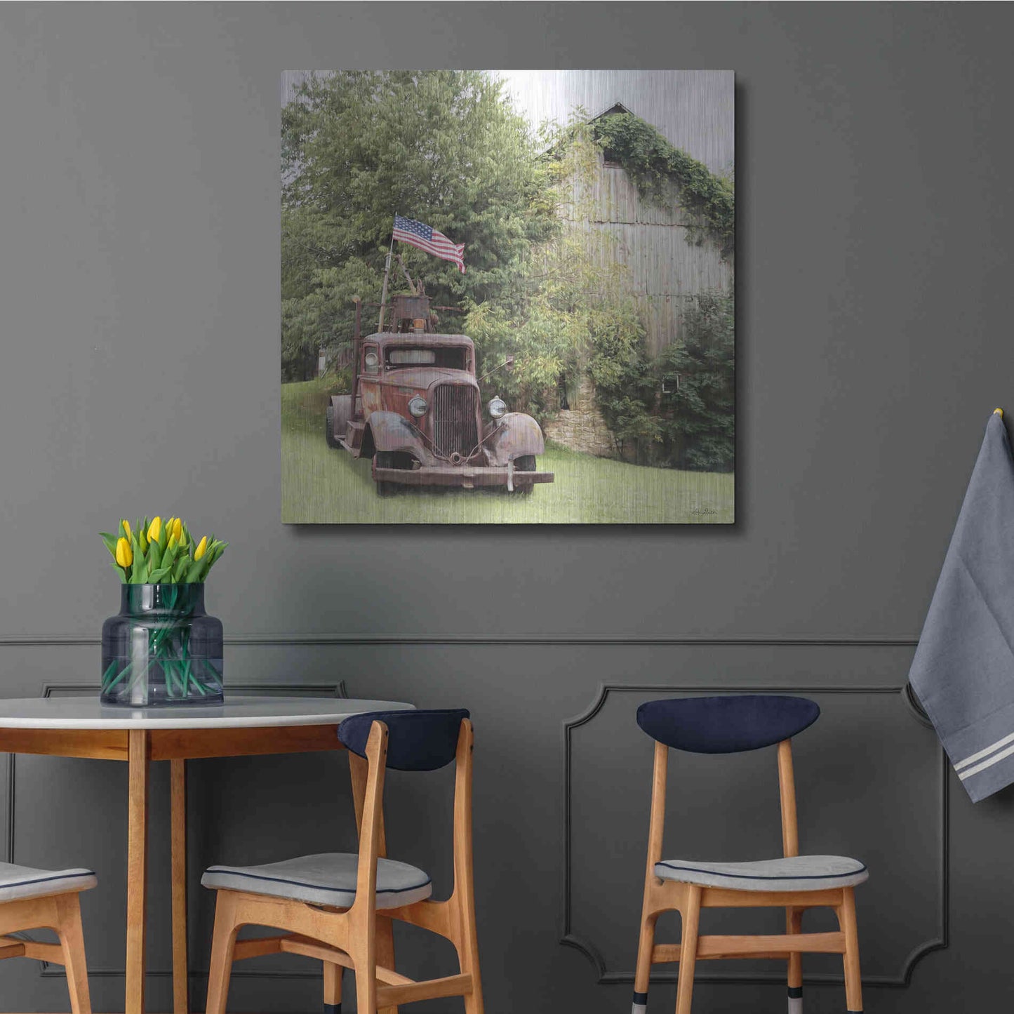 Luxe Metal Art 'Towing the Line' by Lori Deiter, Metal Wall Art,36x36